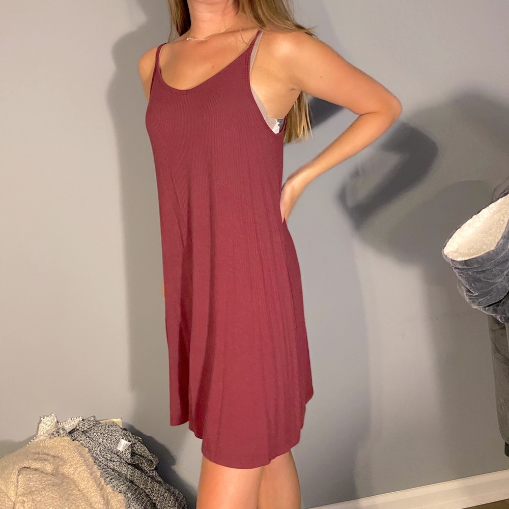 Maroon flowy mini dress